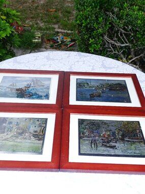Famous Lionel Barrymore Gold Foil Etchings Set of 4- Lovely